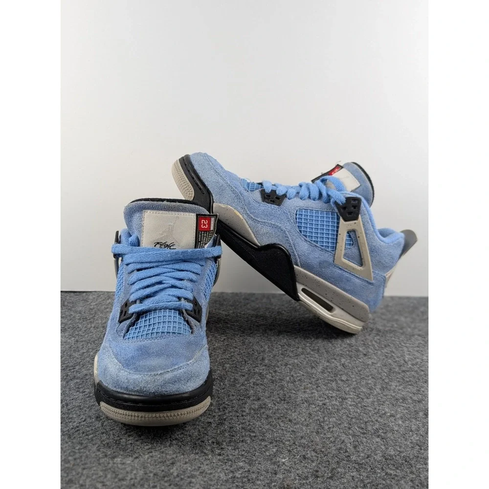 Jordan 4 Retro University Blue Size 5Y Womens Size 7 Black Tech Grey 408452-400